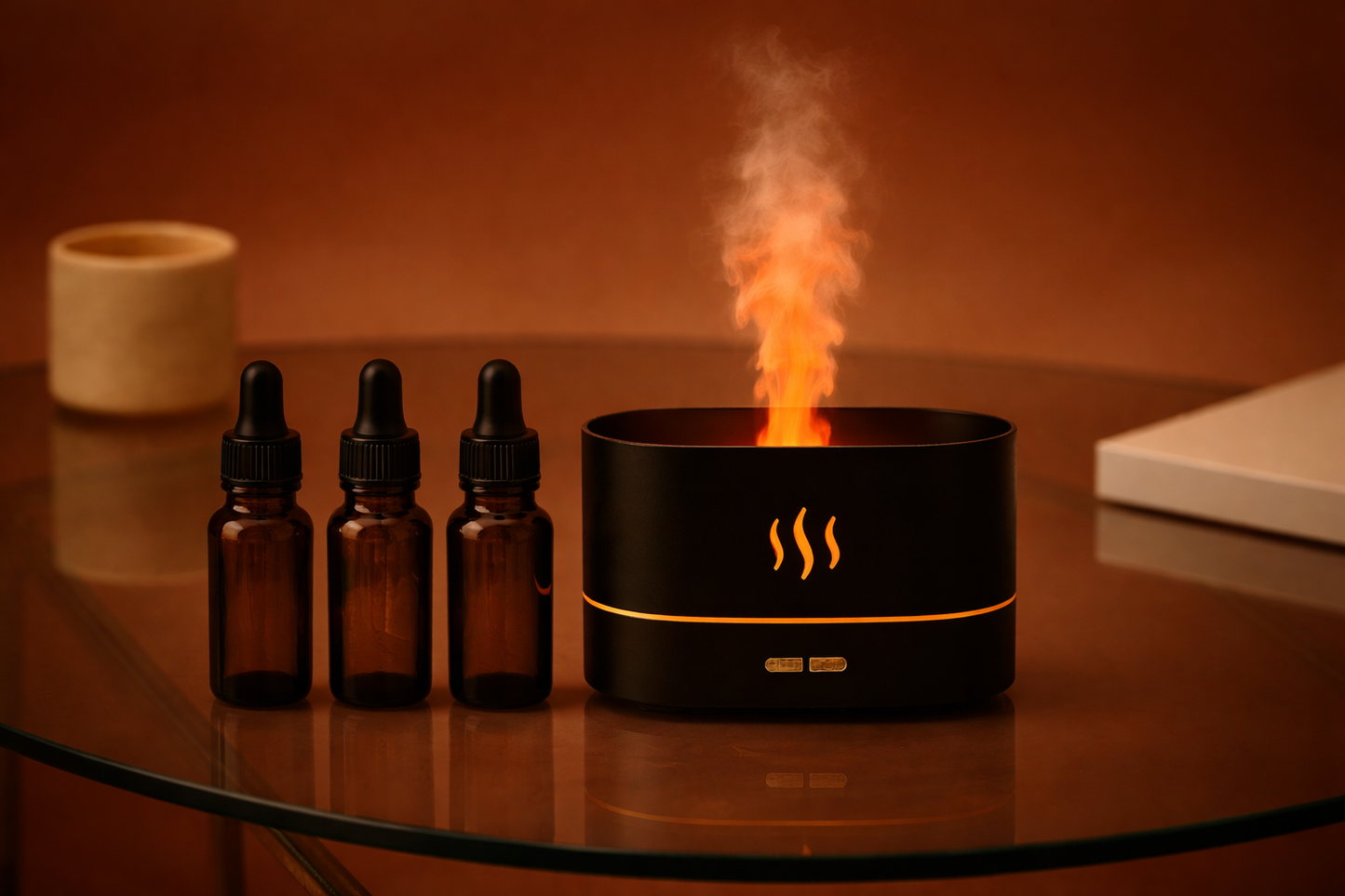 NordicFlare Relax Bundle - LED Flame Diffuser Black + 3x Aromaoil